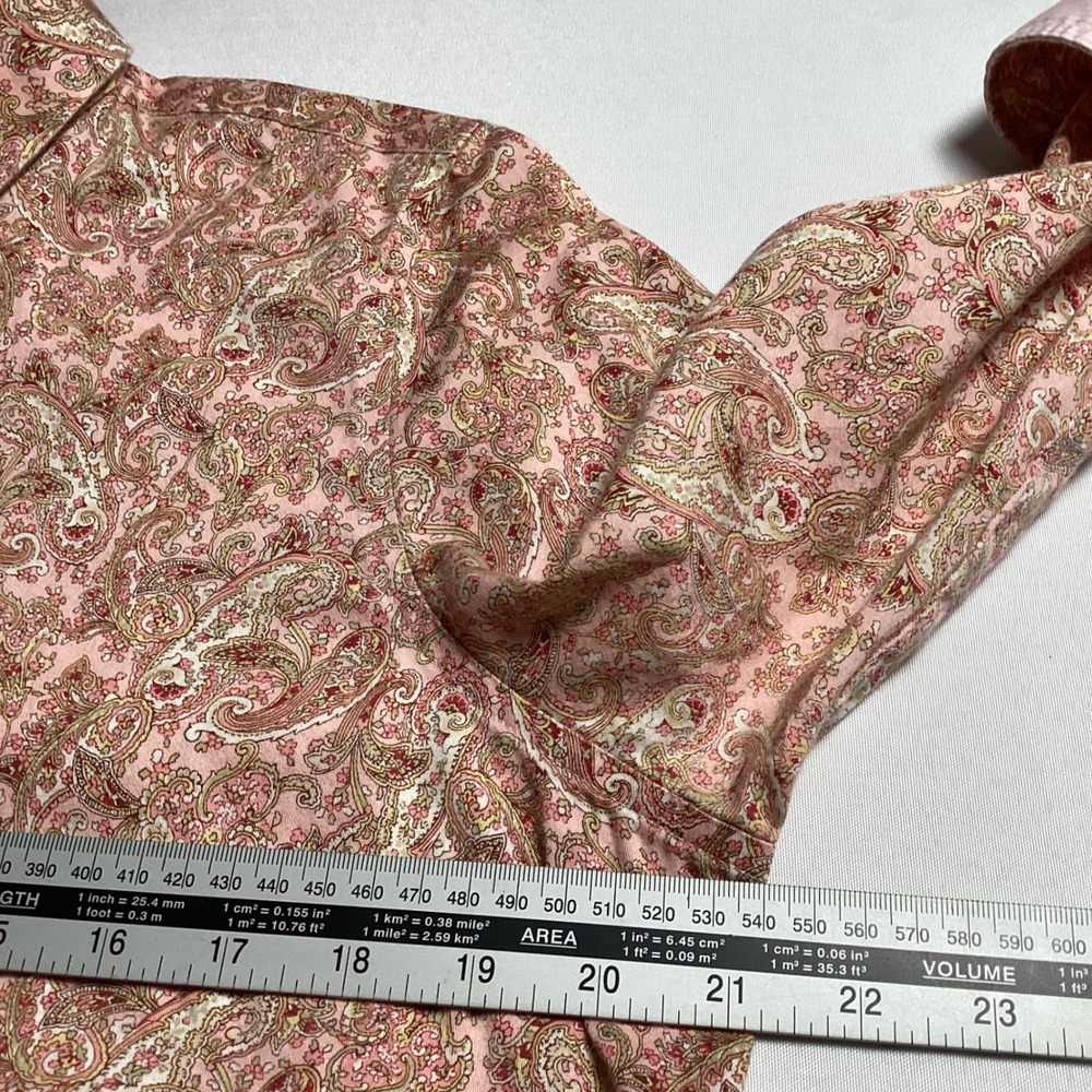 Chaps Paisley Button Down Shirt Womens Size Large Pink No Iron Long Sleeve Boho - Picture 8 of 10